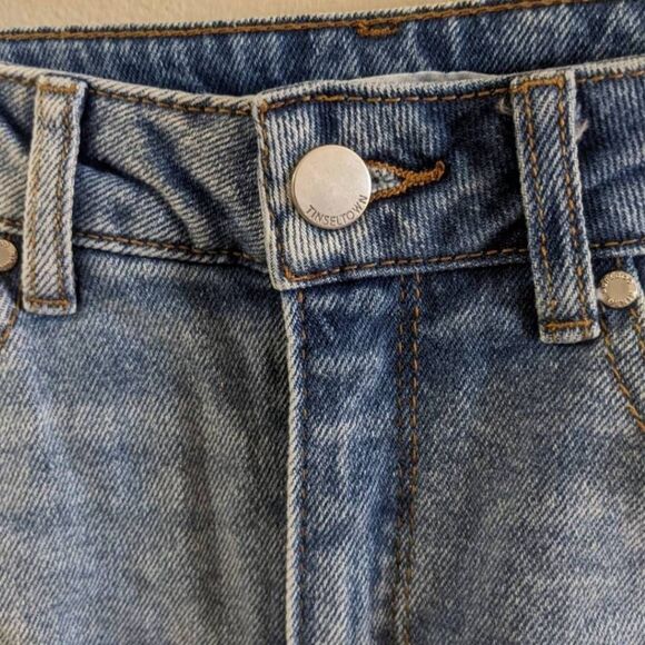 Tinseltown High Rise Distressed Mom Jeans Women’s Size 1 Medium Wash Y2K Grunge - Picture 3 of 10